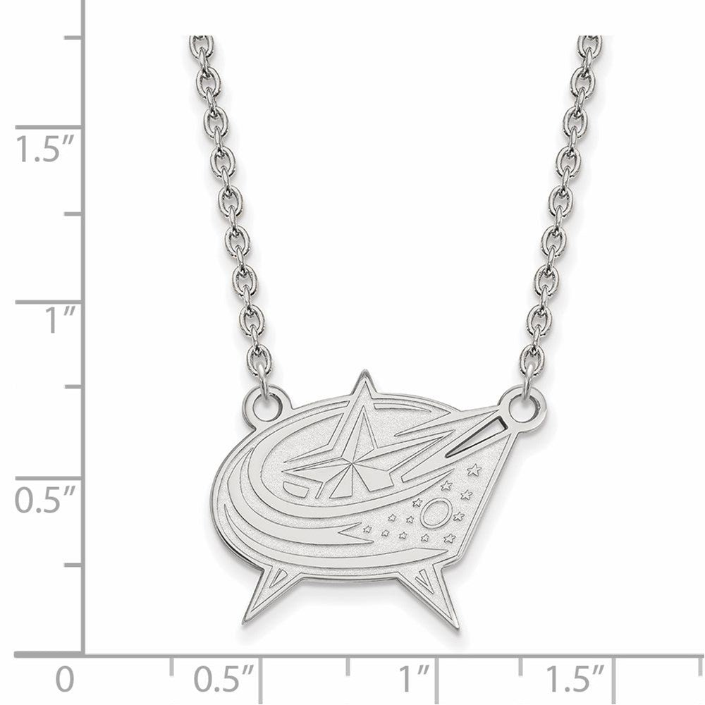 10k White Gold NHL Columbus Blue Jackets Large Necklace, 18 Inch