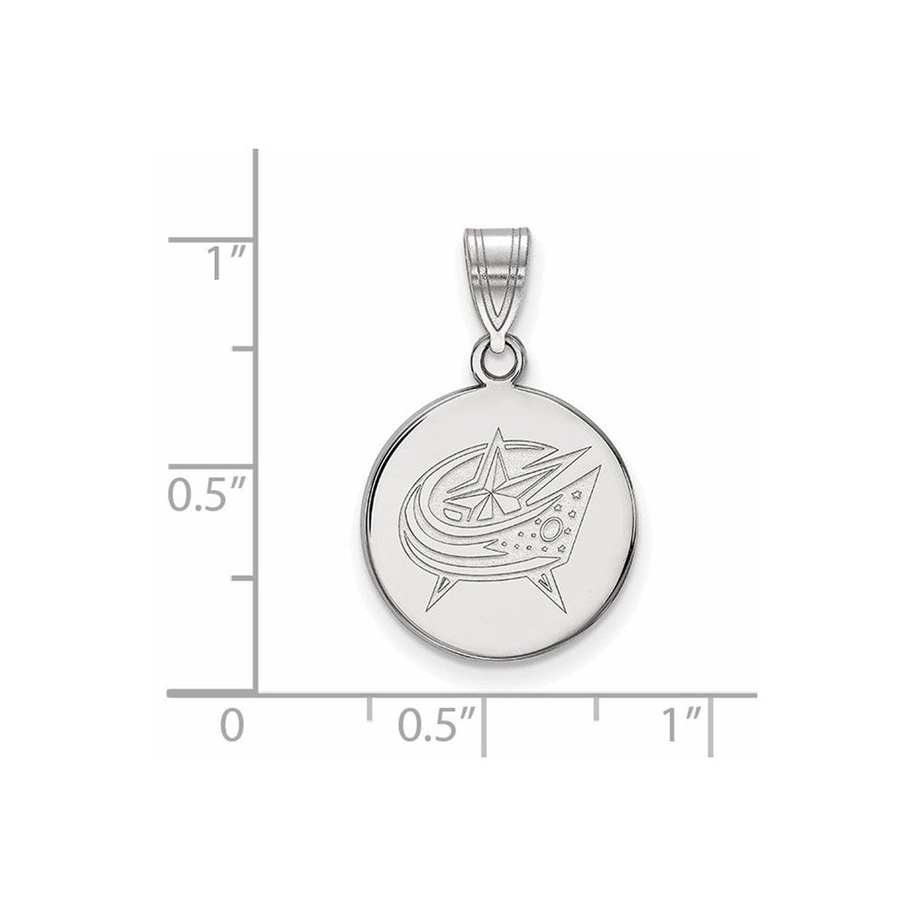 10k White Gold NHL Columbus Blue Jackets Medium Disc Pendant