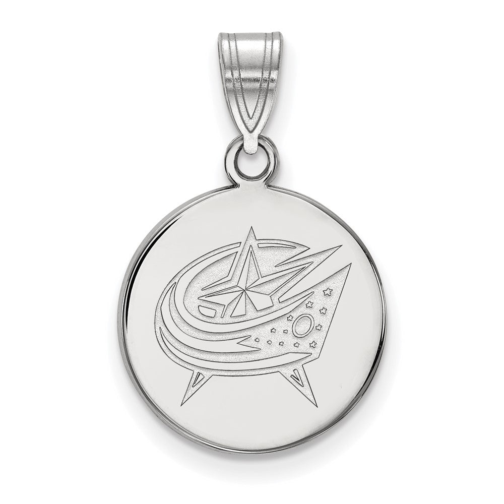 10k White Gold NHL Columbus Blue Jackets Medium Disc Pendant