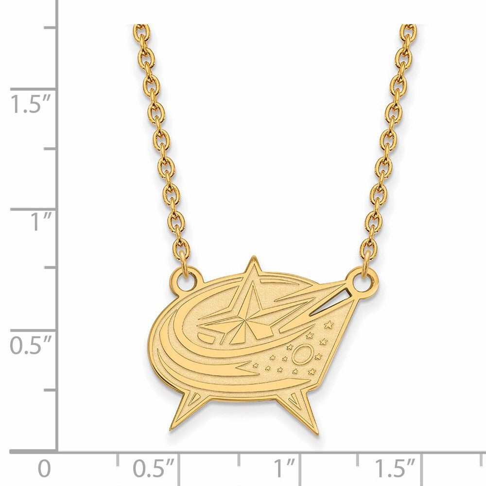 10k Yellow Gold NHL Columbus Blue Jackets Large Necklace, 18 Inch