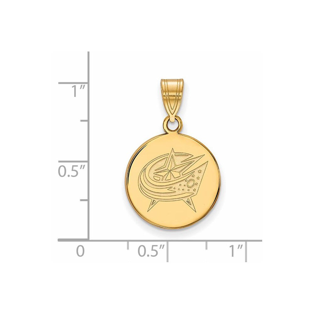 10k Yellow Gold NHL Columbus Blue Jackets Medium Disc Pendant