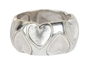 10mm Wide Heart Design 18K White Gold Band 8g V1078