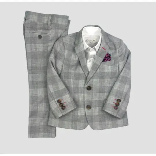 2 pieces London check gray suit