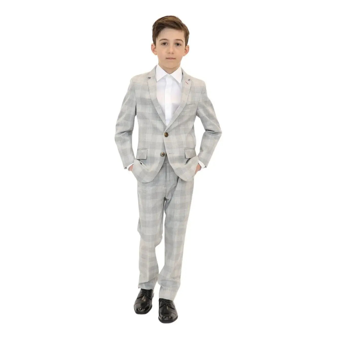 2 pieces London check gray suit