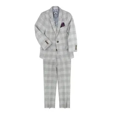 2 pieces London check gray suit