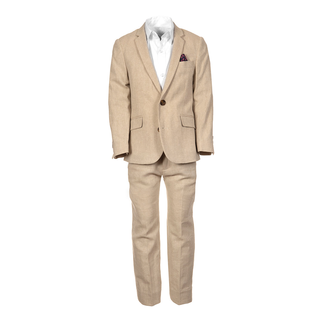 2 pieces suit set for Boys - Khaki Herringbone