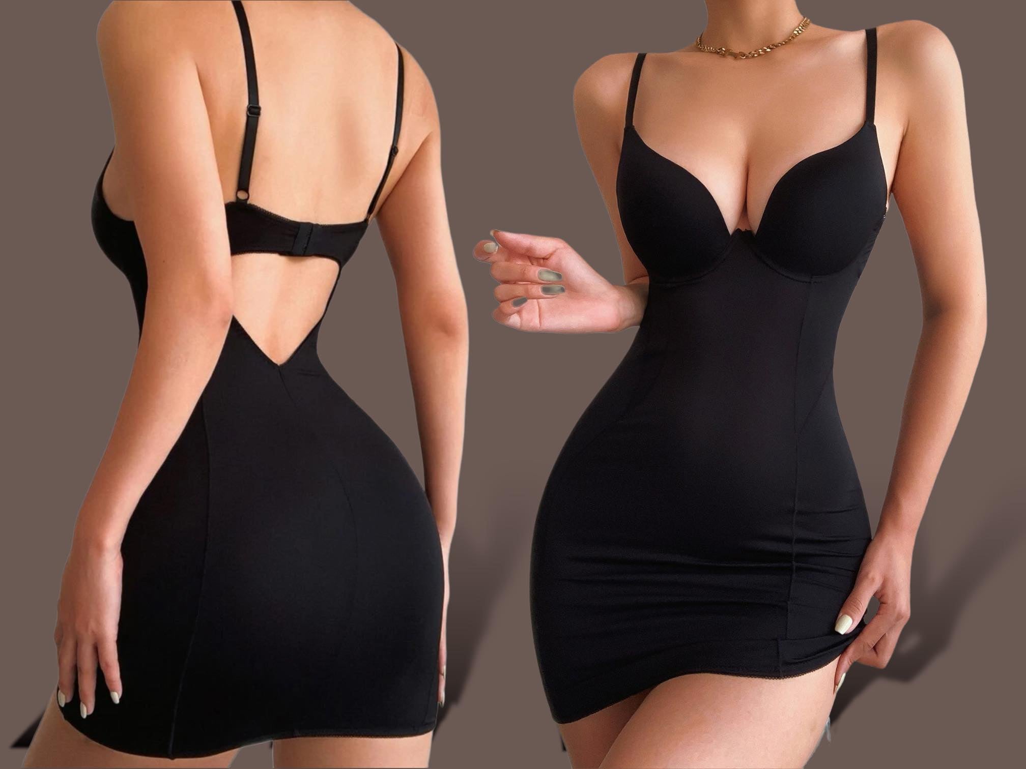 2SKN Low Neck Underwire Cami Shapewear Bodycon Dress