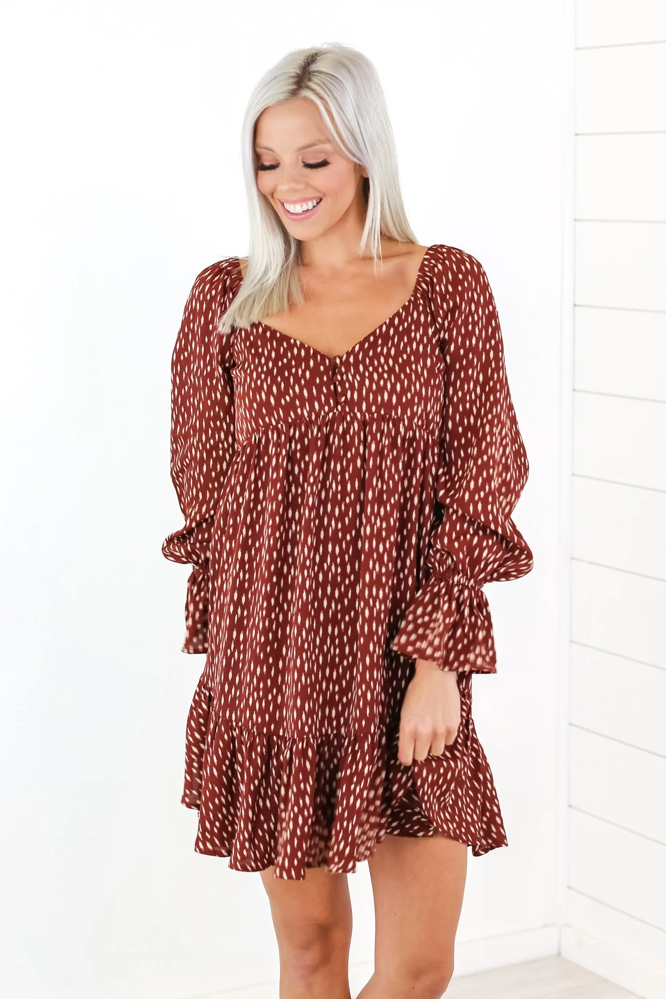 A Little Extra Dotted Ruffle Dress - 2 Colors