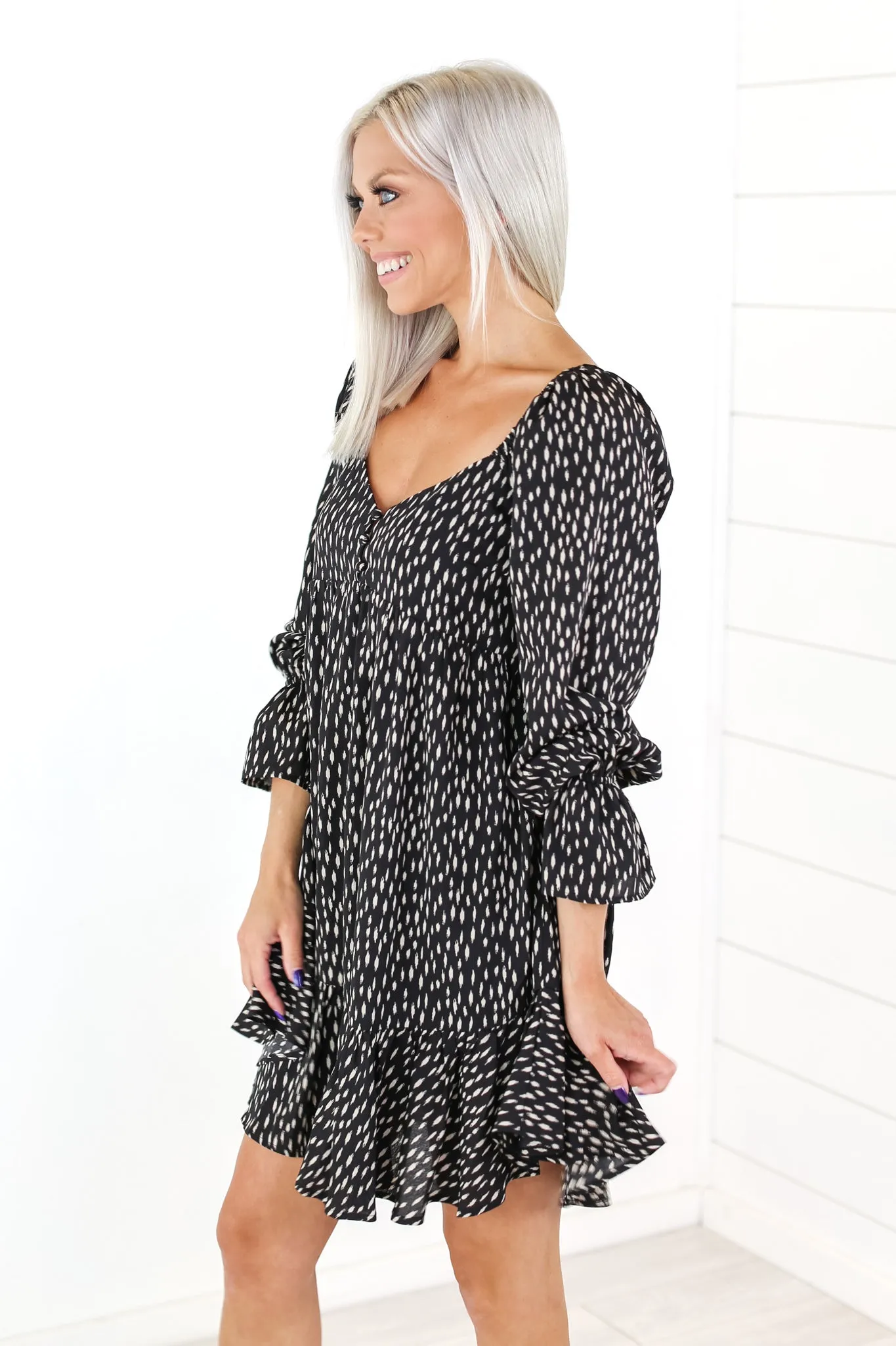 A Little Extra Dotted Ruffle Dress - 2 Colors