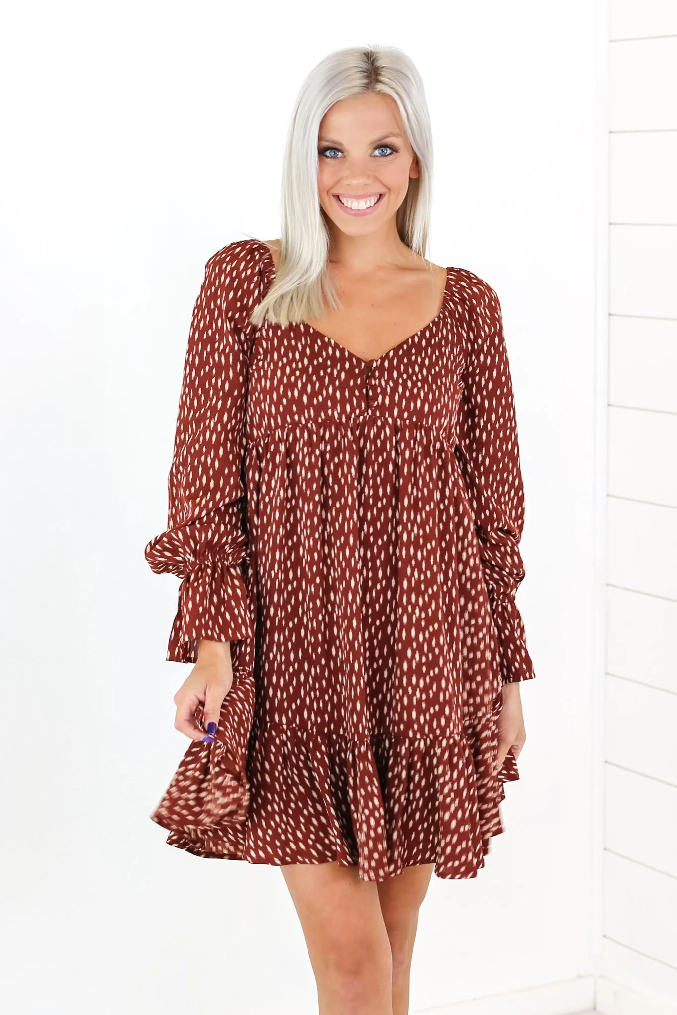 A Little Extra Dotted Ruffle Dress - 2 Colors