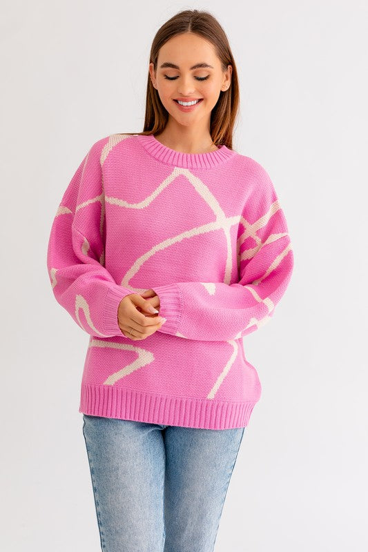 Abstract Pattern Oversized Sweater