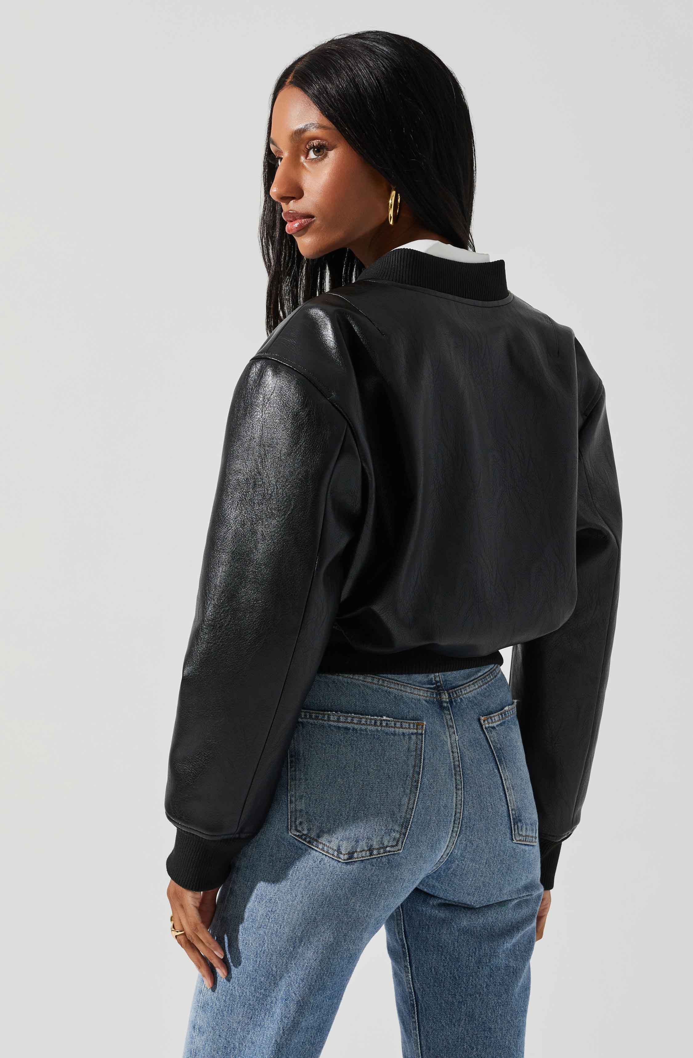 Avianna Faux Leather Bomber Jacket