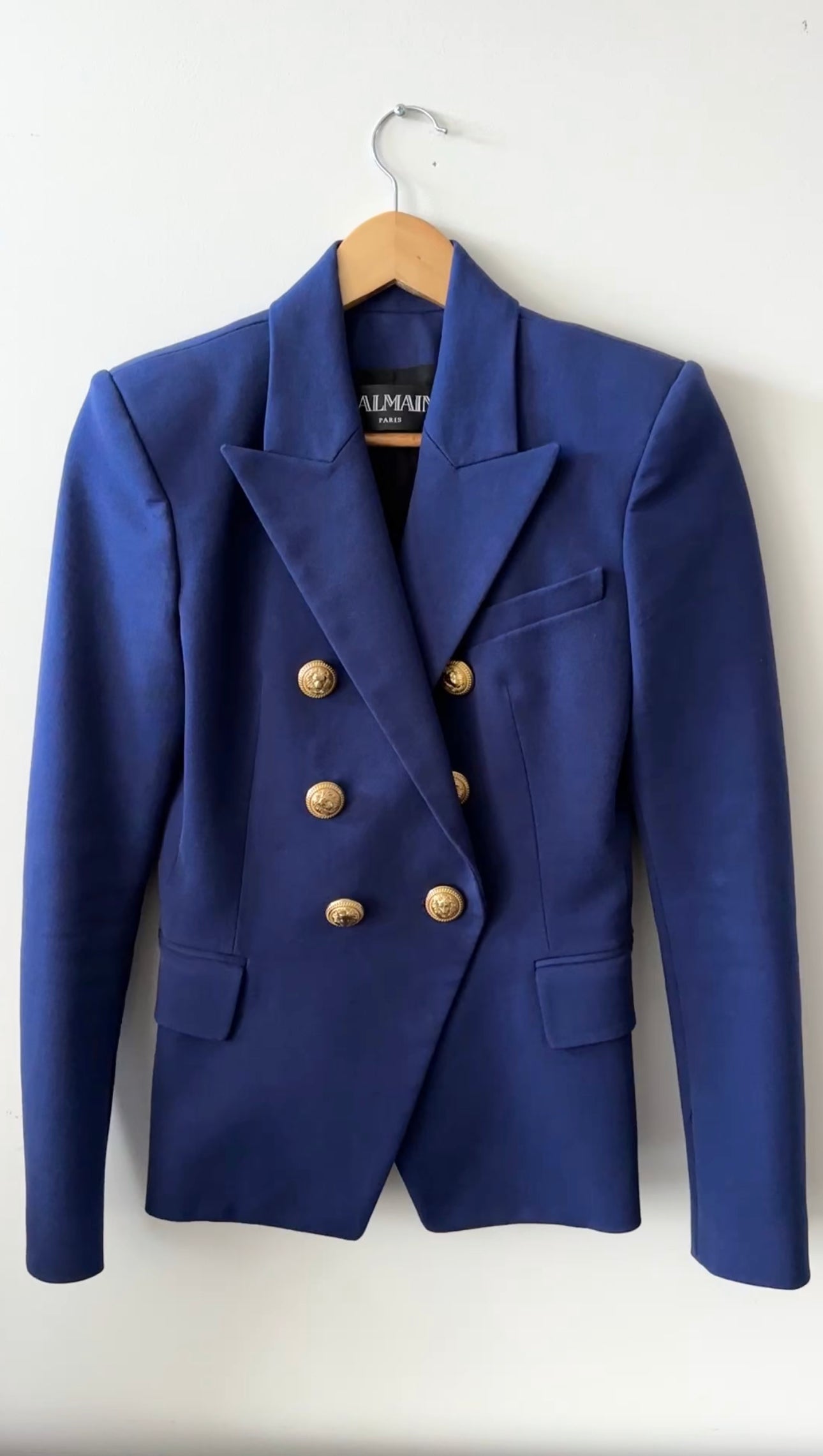 Balmain Blue Cotton Blazer with Gold Buttons - USA 2 / XS