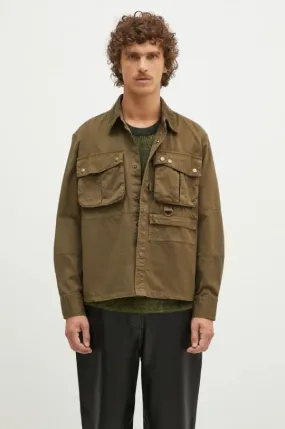 Barbour shirt jacket Oakmoor OS Twill Overshirt green color MOS0380