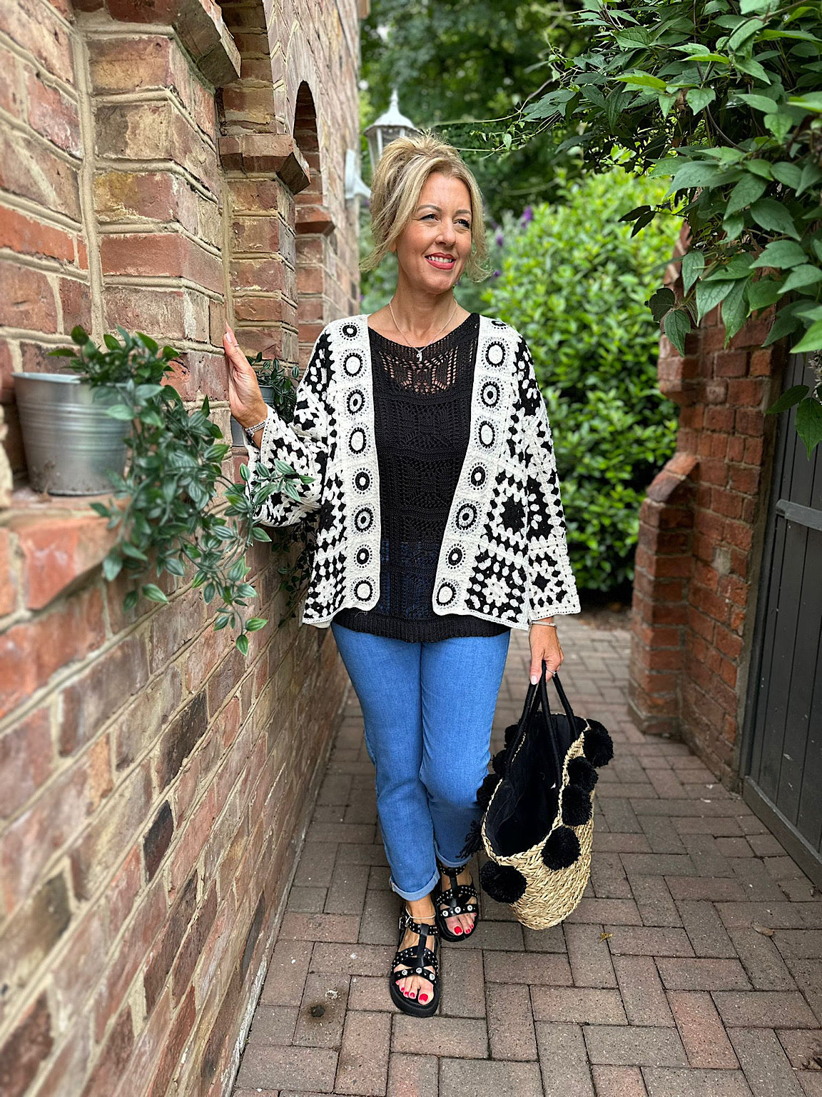 Black Patchwork Crochet Jacket Holly