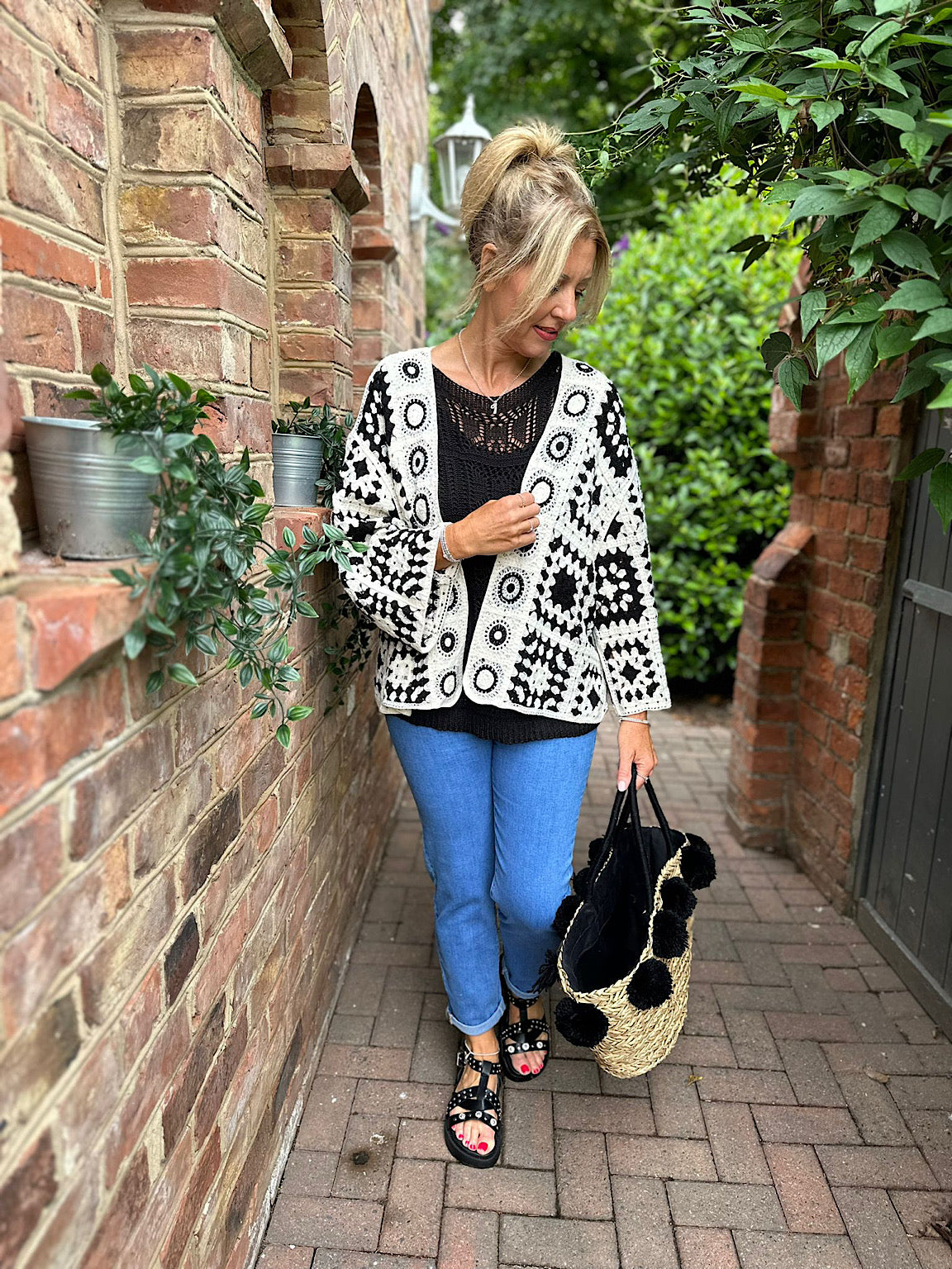 Black Patchwork Crochet Jacket Holly