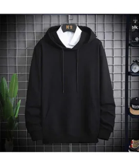 Black simple plain color pull over hoodies