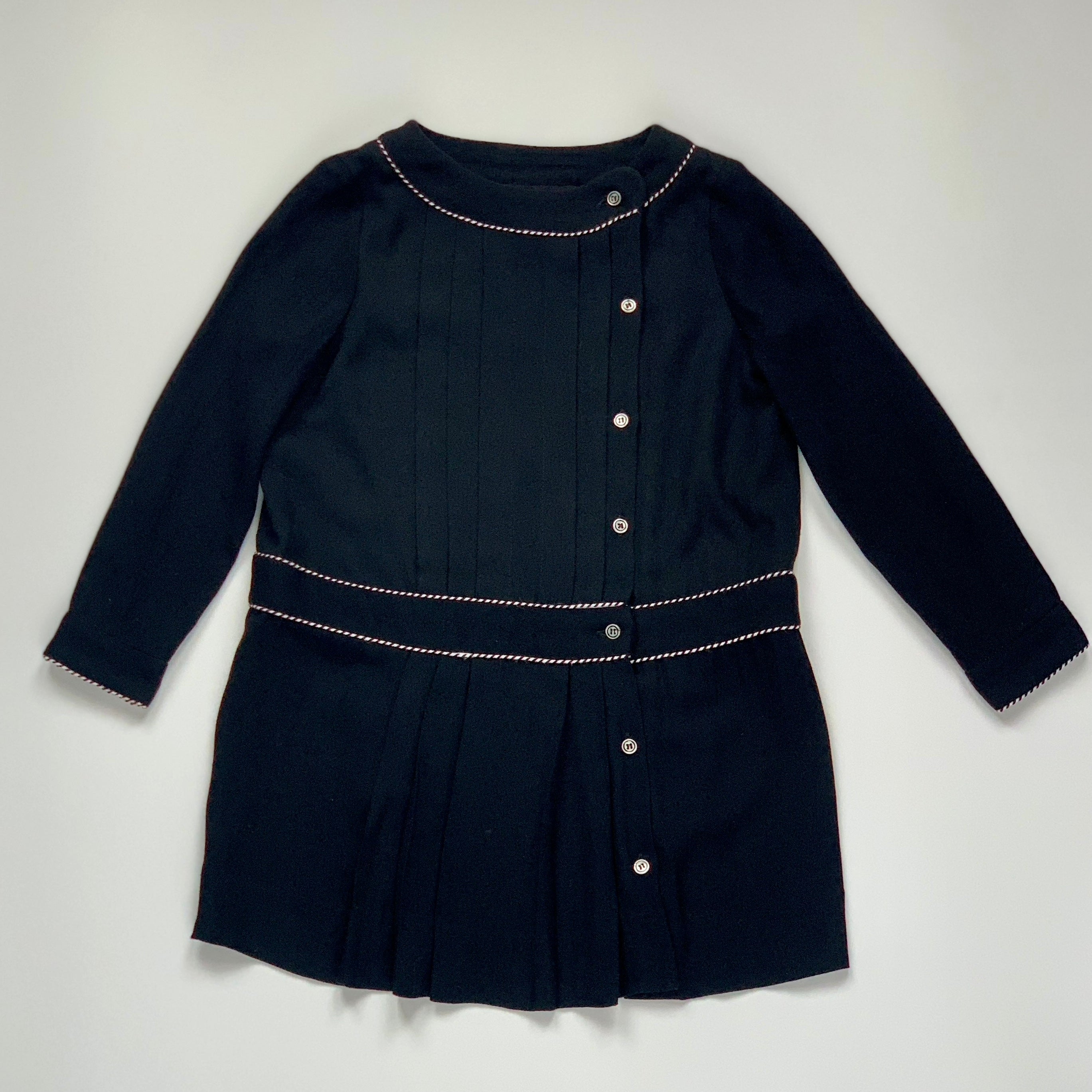 Bonpoint Black Crepe Pleated Dress: 4 Years