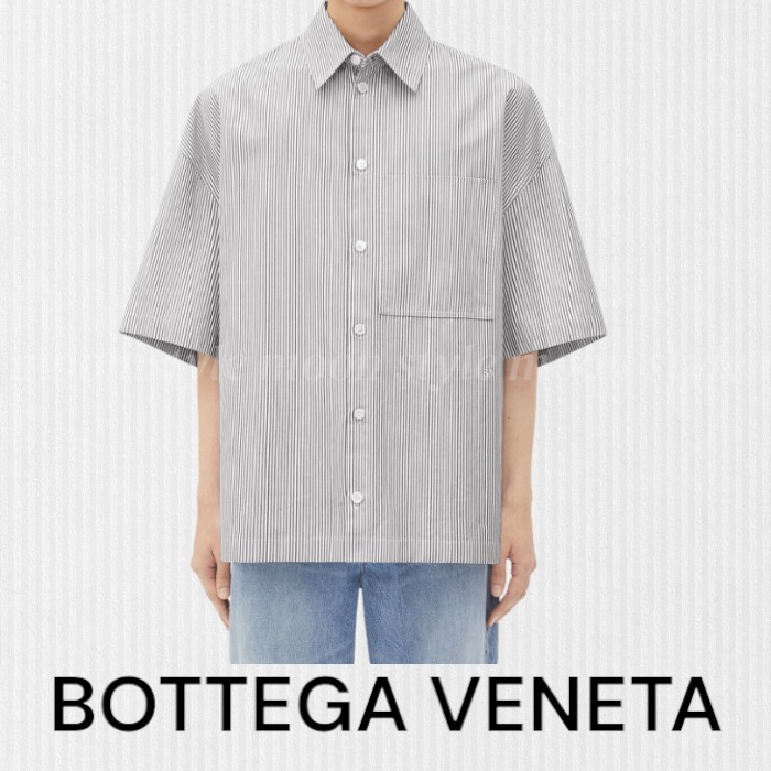 BOTTEGA VENETA  |Striped cotton overshirt with bv embroidery