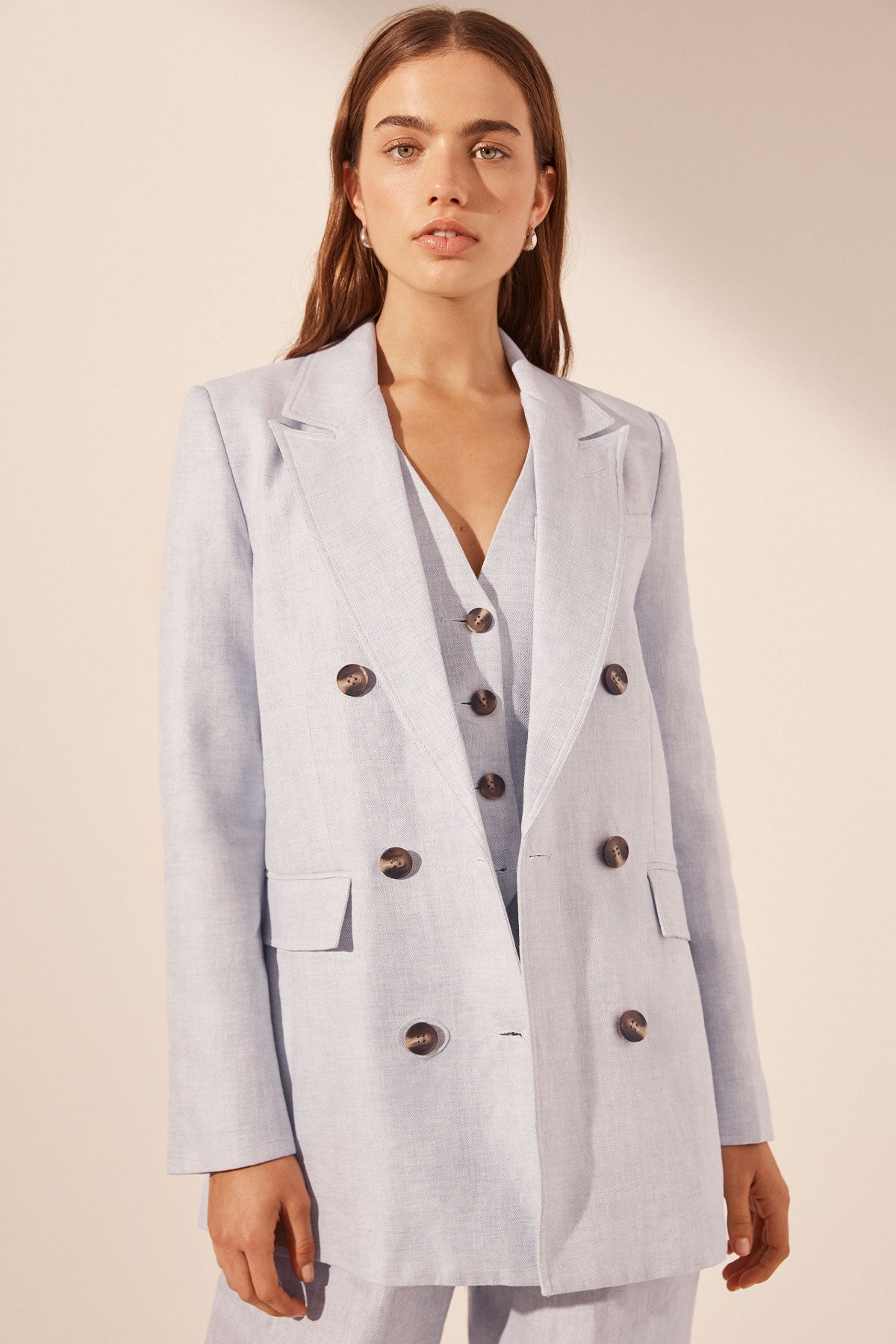 Brisa Peak Lapel Blazer - Ice Blue