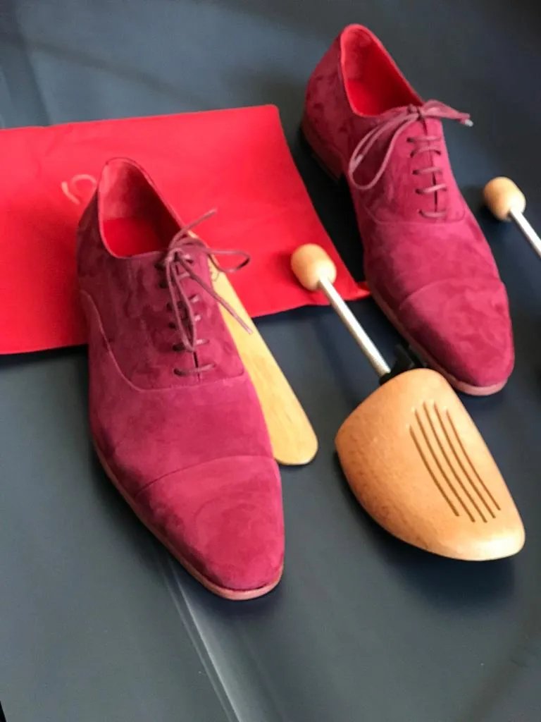 Buy Pink Suede Bespoke Shoes by Gentwith.com with Free Shipping