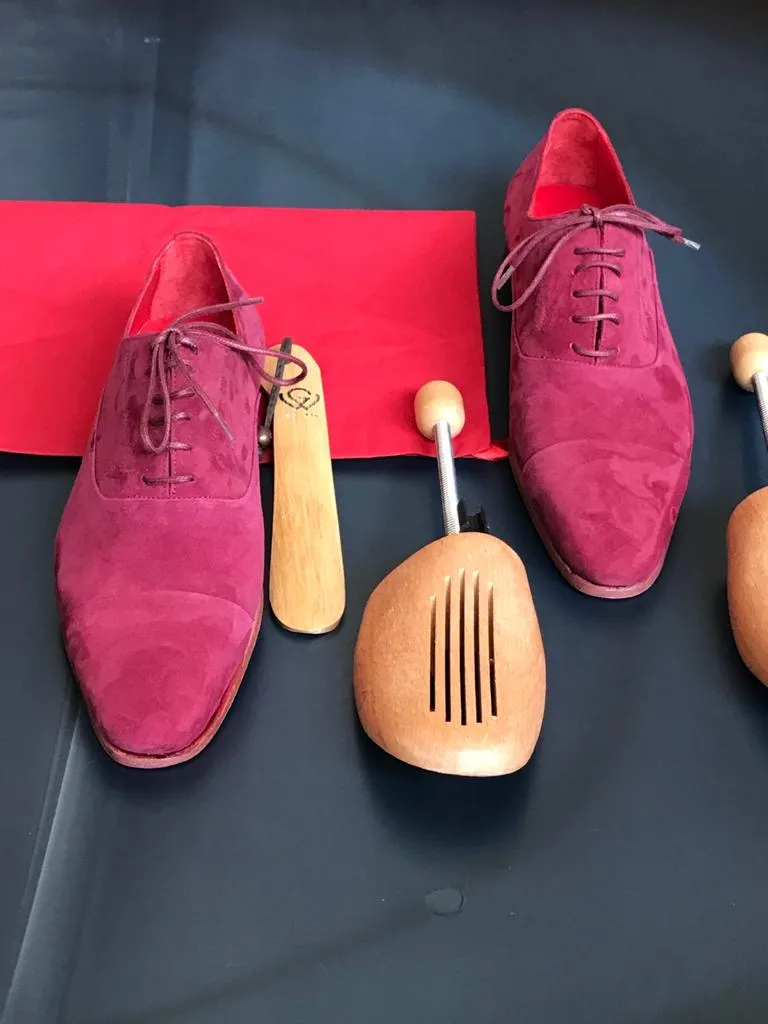 Buy Pink Suede Bespoke Shoes by Gentwith.com with Free Shipping