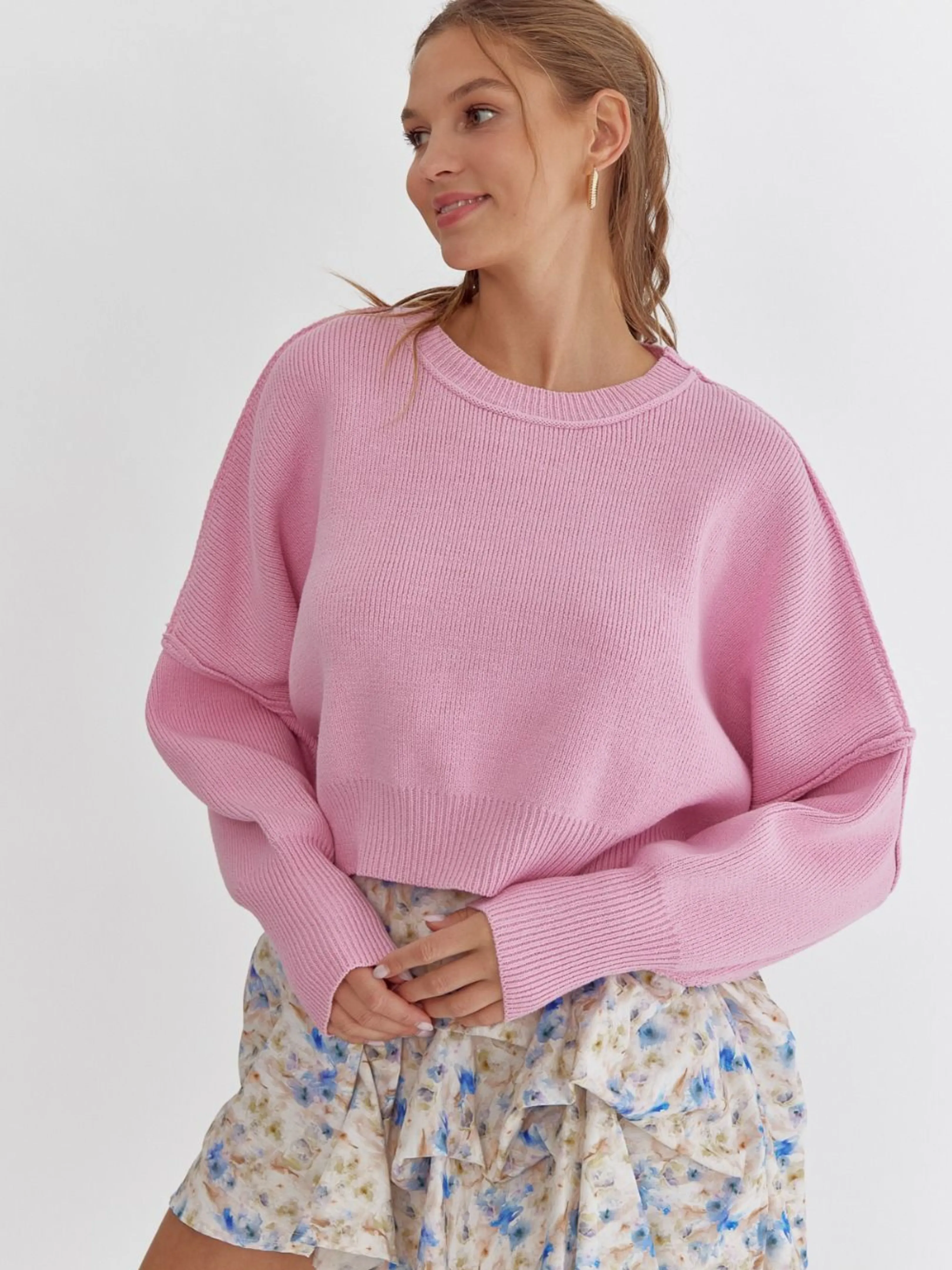 Candy Pink Crop Sweater