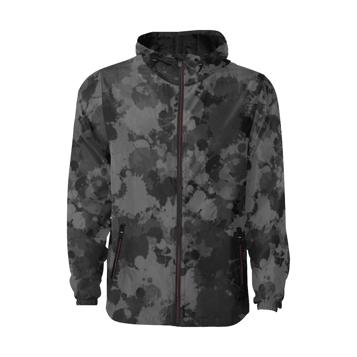 Charcoal Paint Splatter Camo Quilted Windbreaker