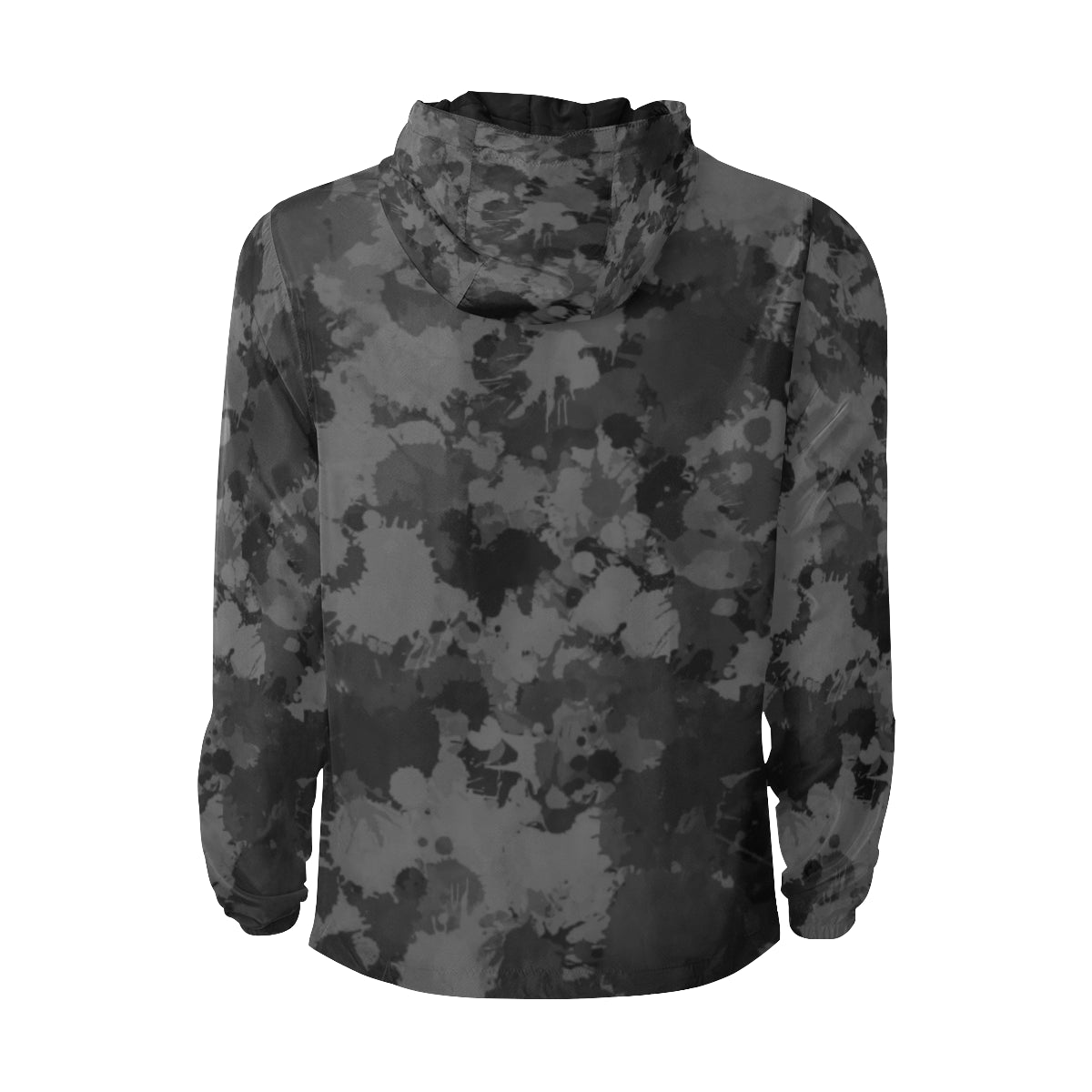 Charcoal Paint Splatter Camo Quilted Windbreaker