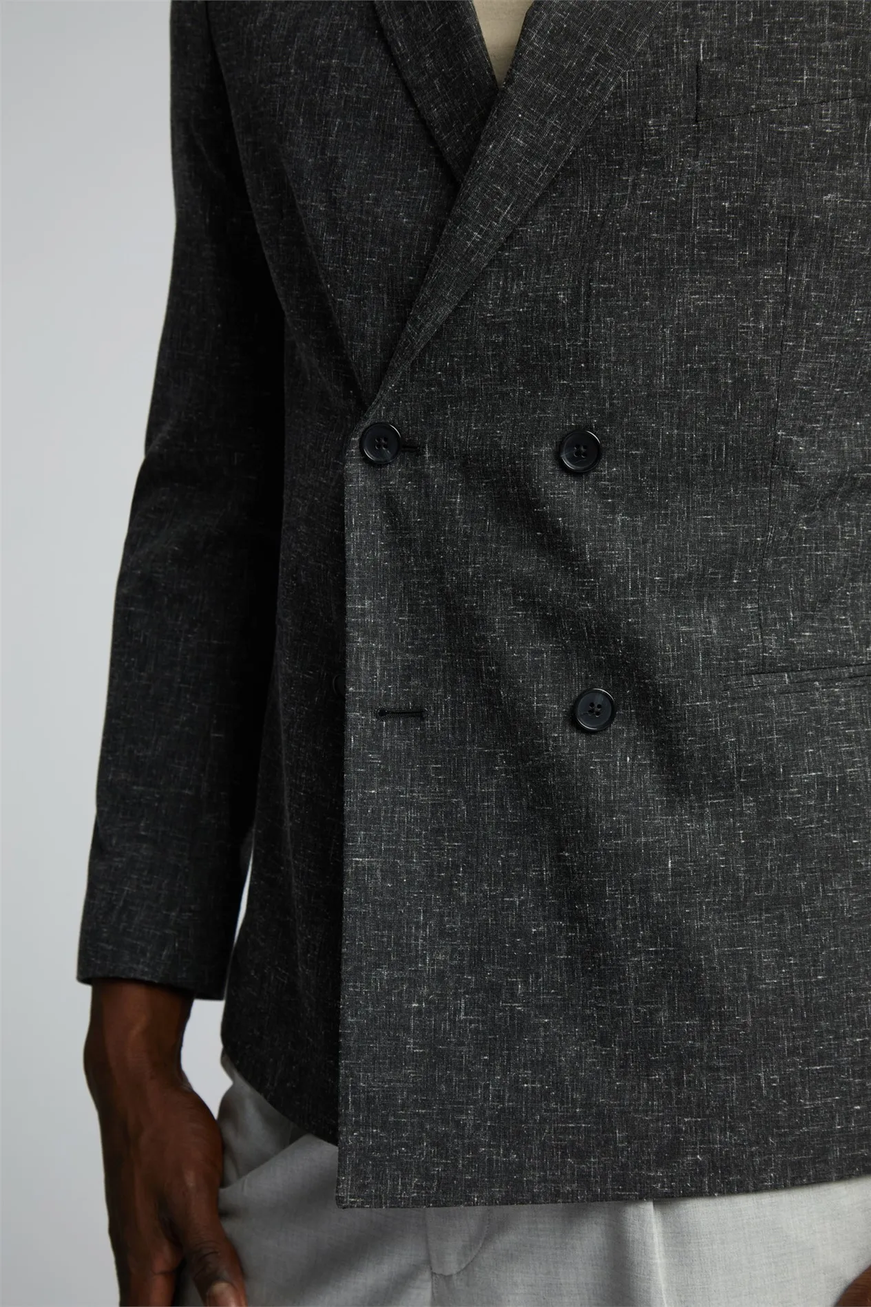 Charcoal Peak Double Breasted Blazer