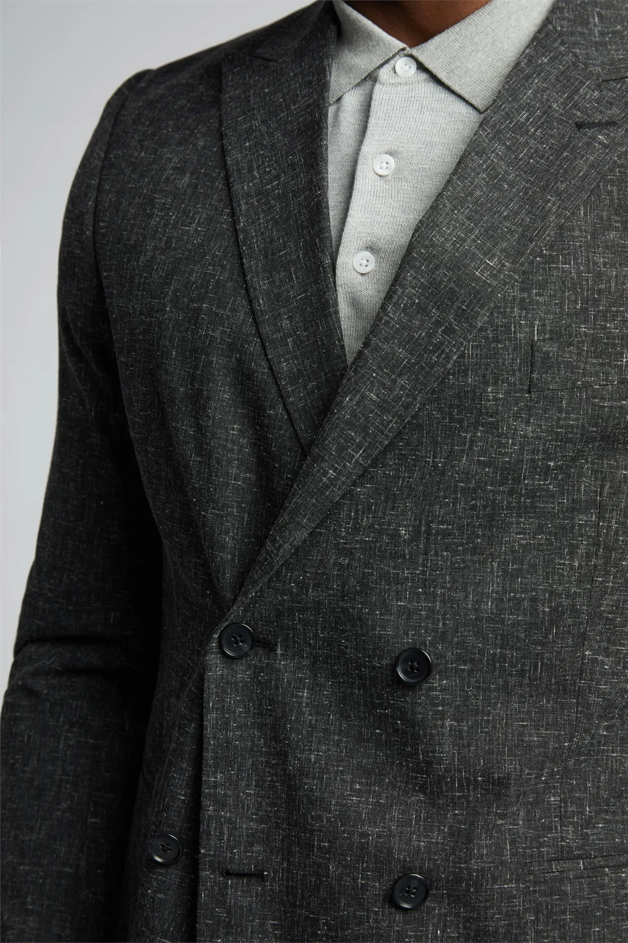 Charcoal Peak Double Breasted Blazer