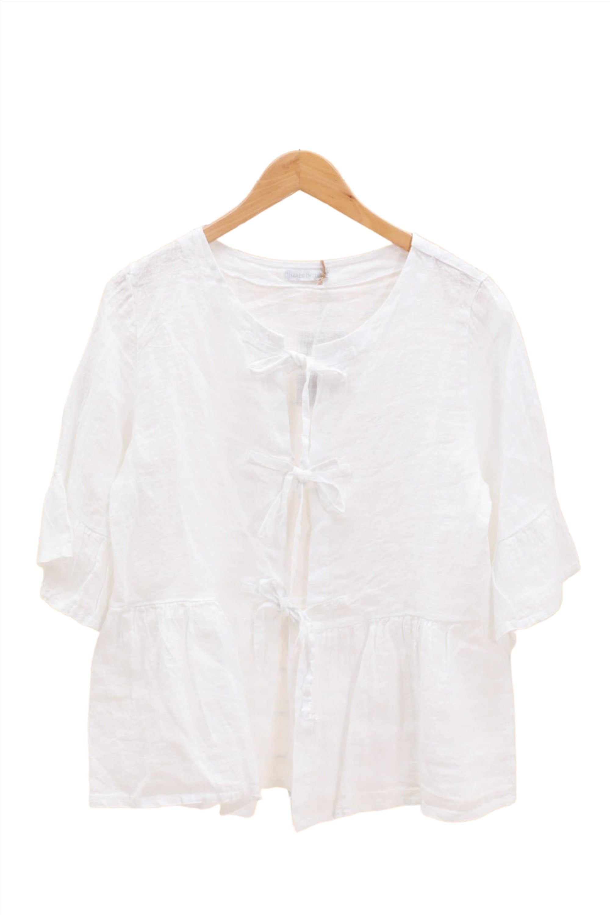 Clever Alice Tie up Bow Linen Overshirt