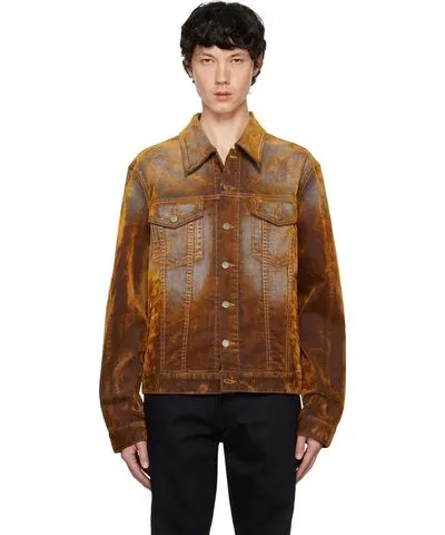 COÛT DE LA LIBERTÉ Orange Johnny Stretch Suede Denim Jacket