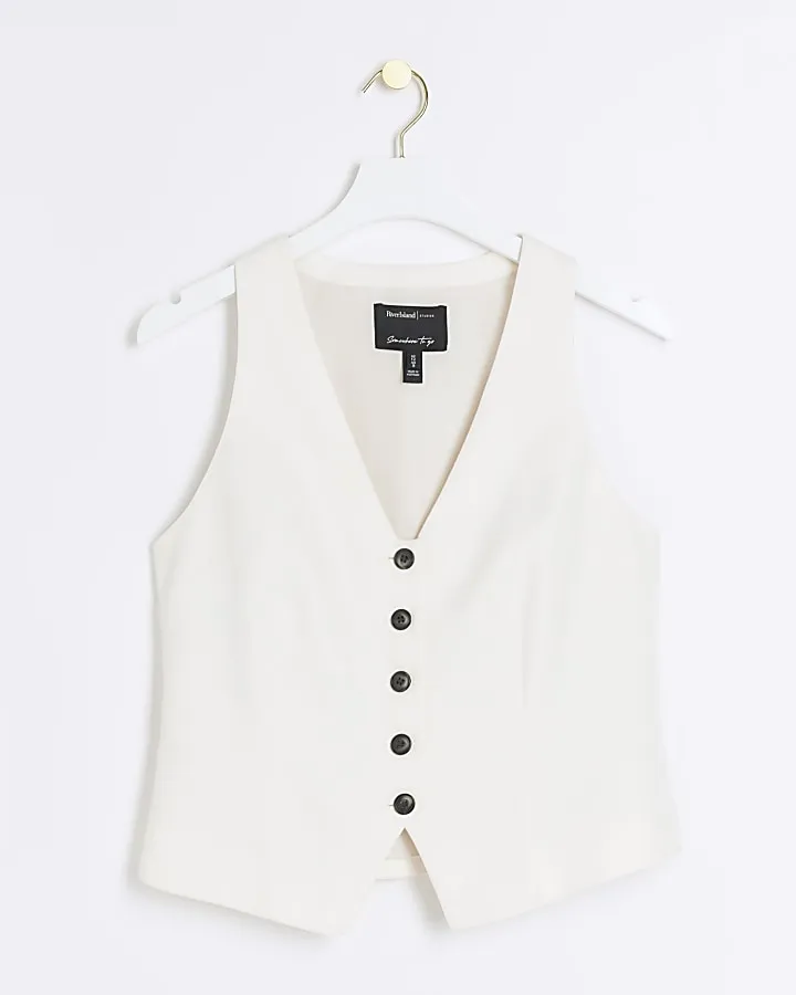 Cream button front waistcoat