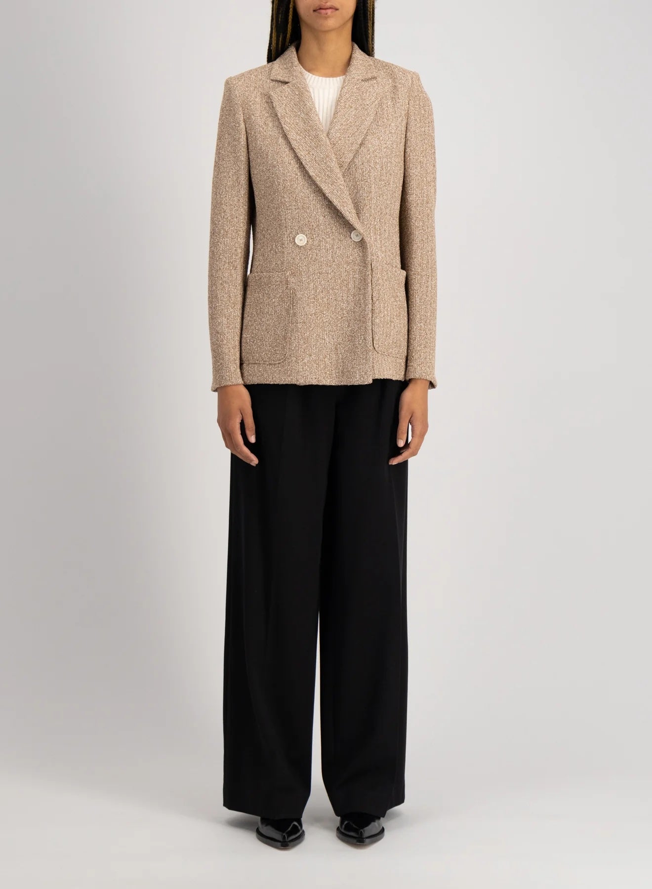 D.B. Blazer With Shoulder Pads Bicolor Frise - Brown & Beige