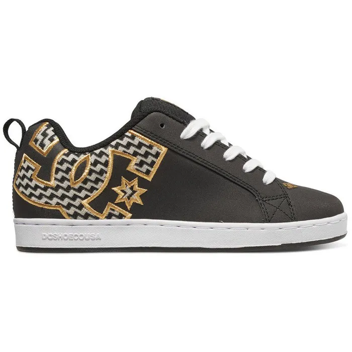 DC Court Graffik S Women's Skateboard Shoes - Black/Gold (BG3)