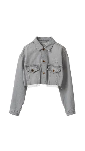 Denim Blouson Jacket - Grey