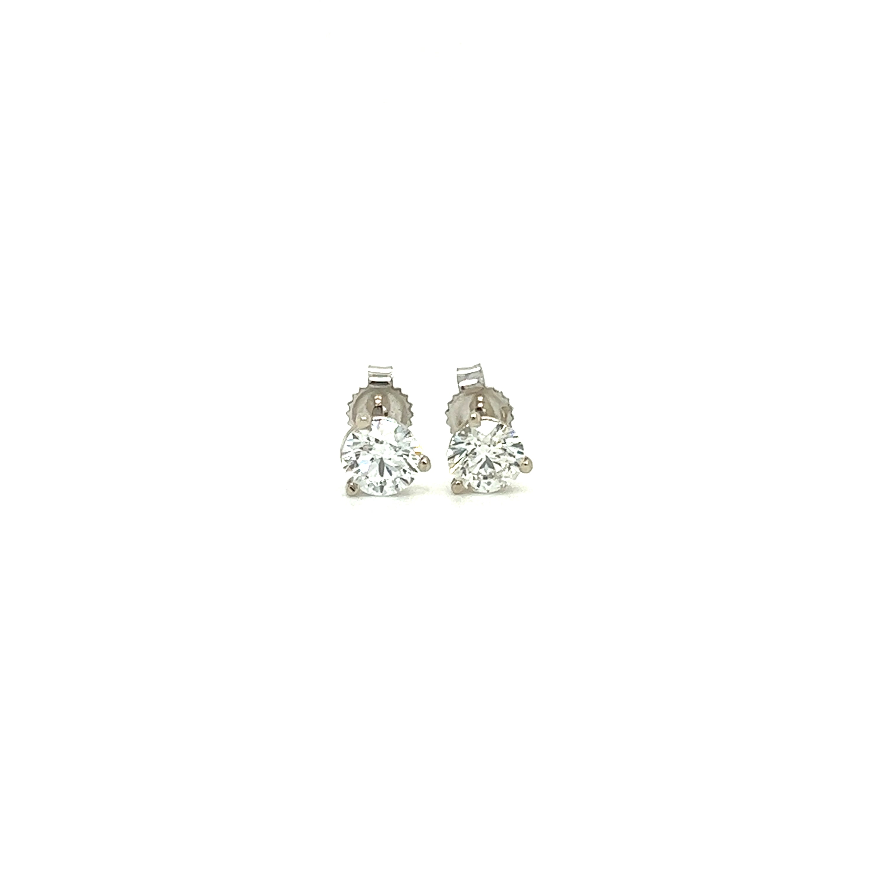 Diamond 1ctw Stud Earrings with Blue Sapphire Jackets in 14K White Gold