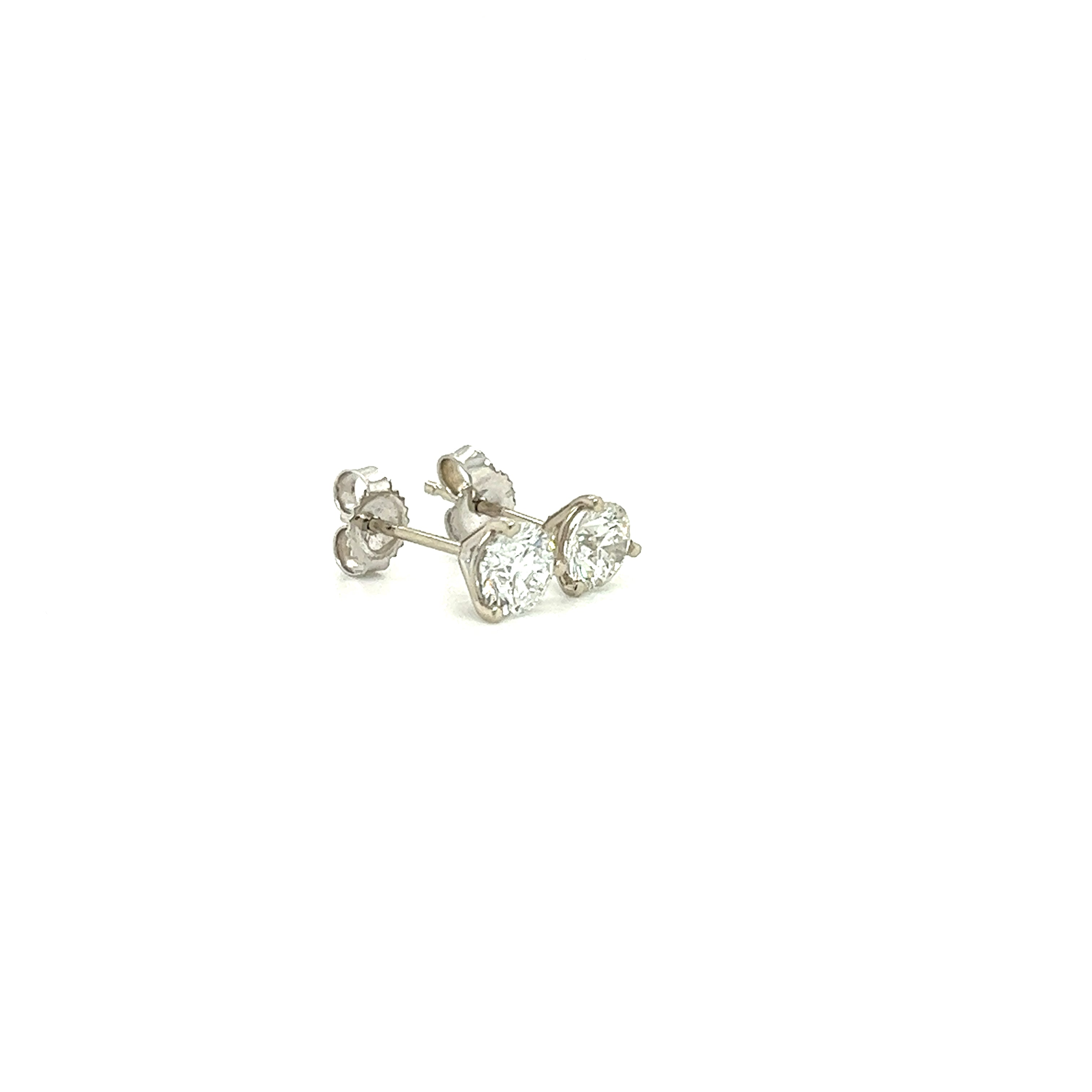 Diamond 1ctw Stud Earrings with Blue Sapphire Jackets in 14K White Gold