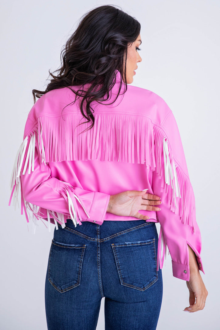 Faux Leather Fringe Jacket