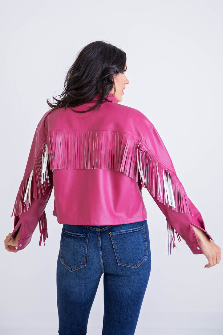 Faux Leather Fringe Jacket