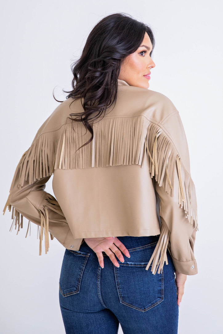 Faux Leather Fringe Jacket