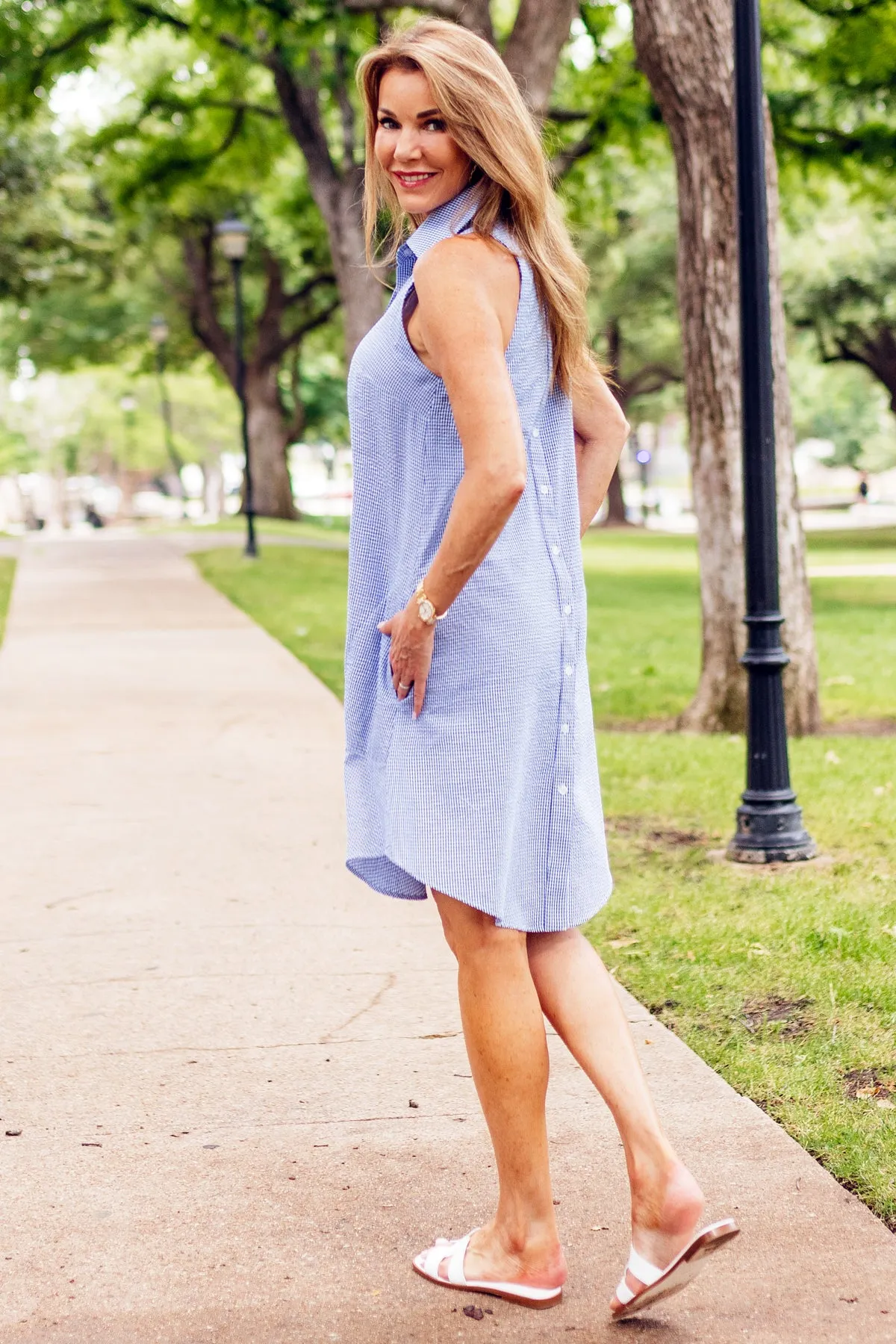 GAMEDAY! Swing Dress Orange/White Seersucker Stripe