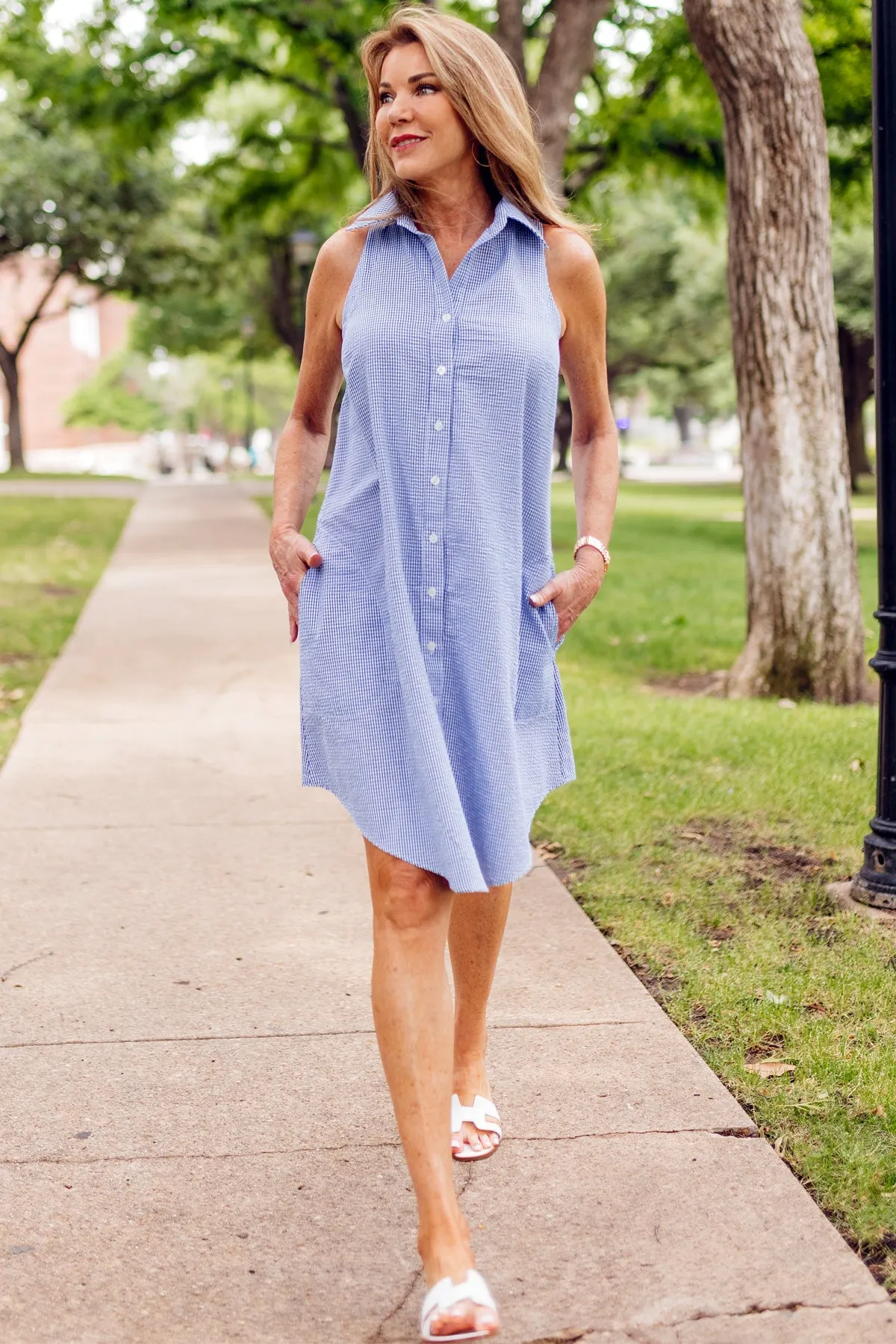 GAMEDAY! Swing Dress Orange/White Seersucker Stripe