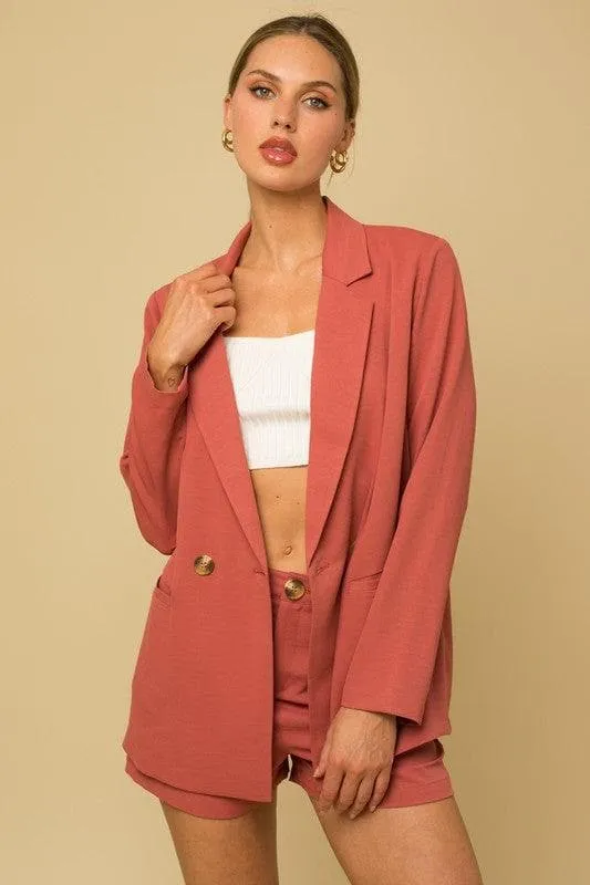 GILLI Double Breasted Blazer, Coral