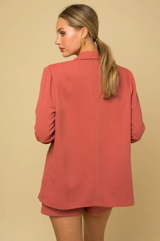 GILLI Double Breasted Blazer, Coral