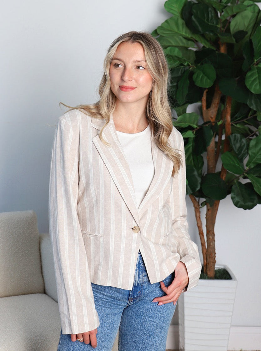 Hampton Striped Linen Blazer