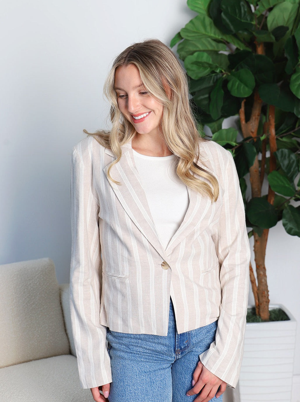 Hampton Striped Linen Blazer