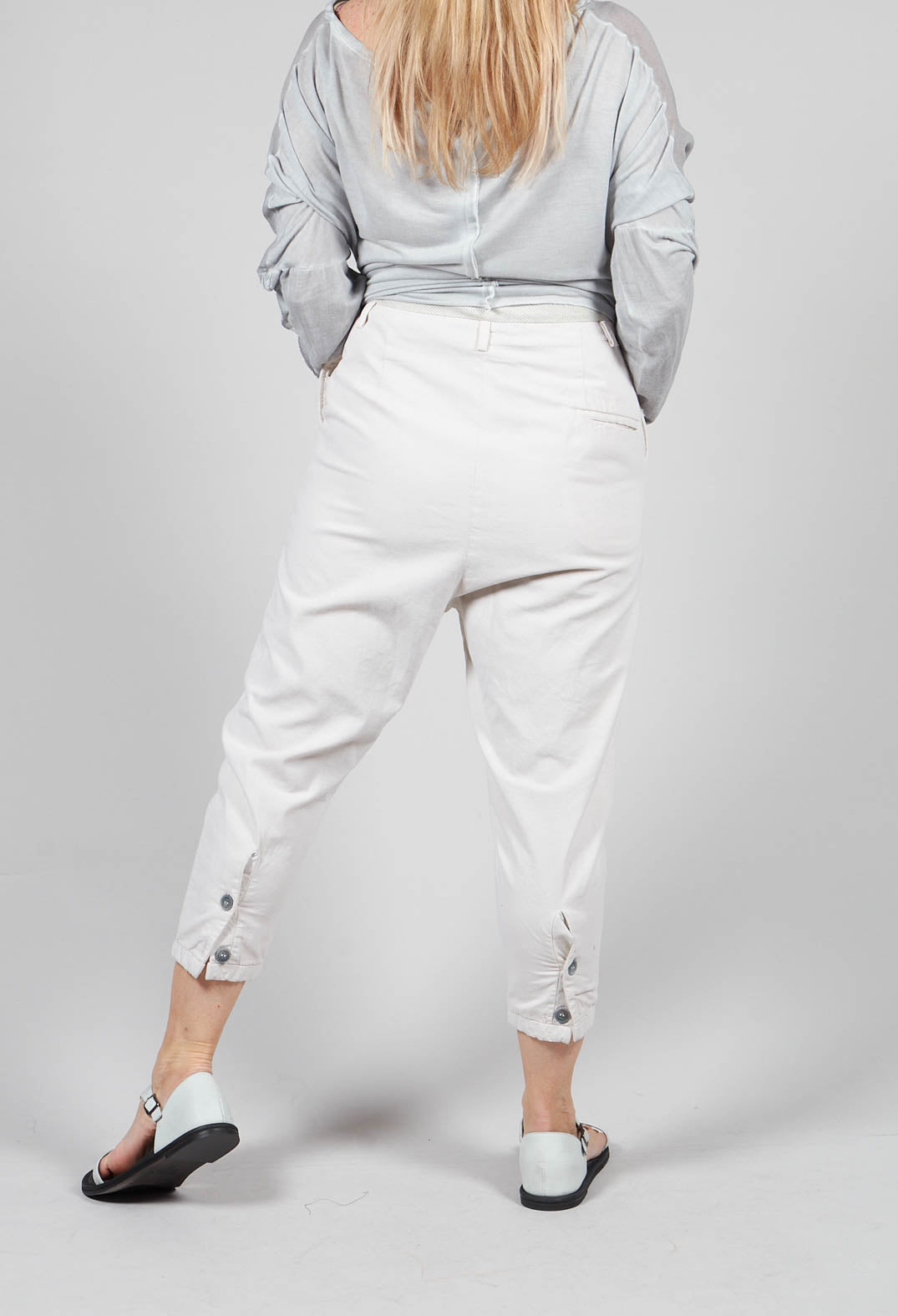 High Waisted Drop Crotch Trousers in Cream Original