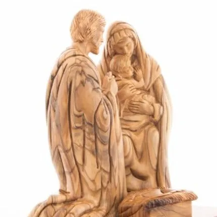 Holy Family Nativity Scene, 8.7 Wooden Sculpture from Bethlehem